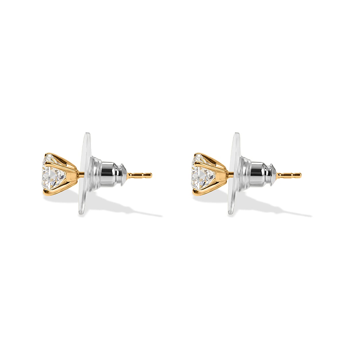 Moissanite 3.00 ctw Set of 3 Earrings in 18K YG Plated in Sterling Silver image number 3