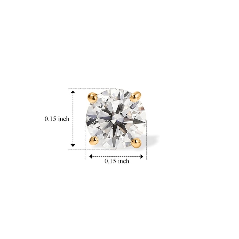 D'Joy Moissanite 3.00 ctw Set of 3 Solitaire Stud Earrings in 18K YG Plated Sterling Silver