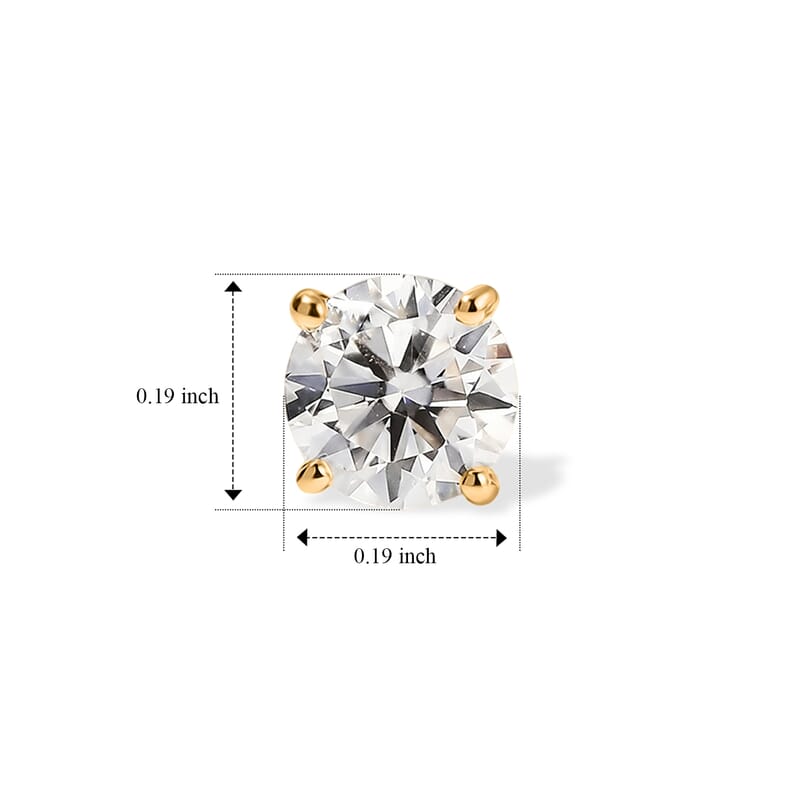 D'Joy Moissanite 3.00 ctw Set of 3 Solitaire Stud Earrings in 18K YG Plated Sterling Silver