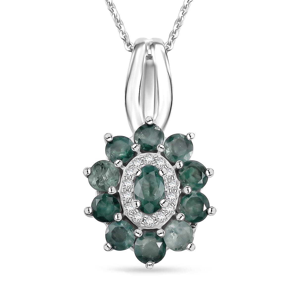 D'Joy Narsipatnam Alexandrite and Moissanite 1.65 ctw Secret Bloom Pendant Necklace in Rhodium Over Sterling Silver 20 Inches