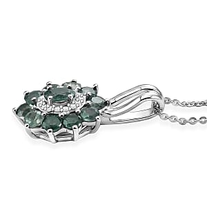 D'Joy Narsipatnam Alexandrite and Moissanite 1.65 ctw Secret Bloom Pendant Necklace in Rhodium Over Sterling Silver 20 Inches