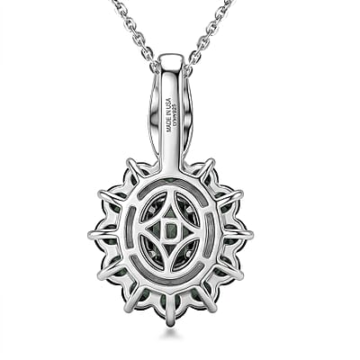 D'Joy Narsipatnam Alexandrite and Moissanite 1.65 ctw Secret Bloom Pendant Necklace in Rhodium Over Sterling Silver 20 Inches