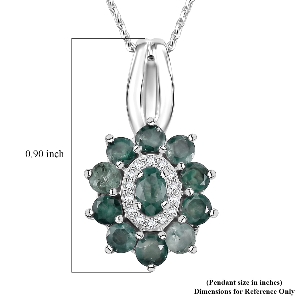 D'Joy Narsipatnam Alexandrite and Moissanite 1.65 ctw Secret Bloom Pendant Necklace in Rhodium Over Sterling Silver 20 Inches