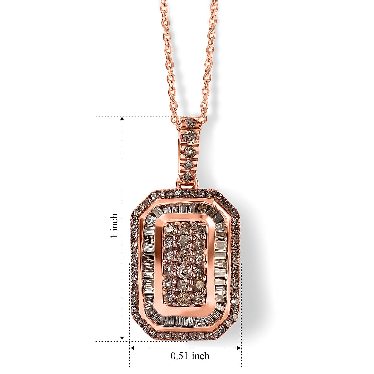 D'Joy Natural Champagne Diamond Royal Sunburst Pendant Necklace (20 Inches) in 18K Vermeil RG Over Sterling Silver 1.00 ctw image number 4