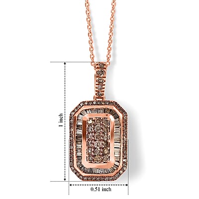 D'Joy Natural Champagne Diamond 1.00 ctw Royal Sunburst Pendant Necklace (20 Inches) in 18K Vermeil Rose Gold Over Sterling Silver