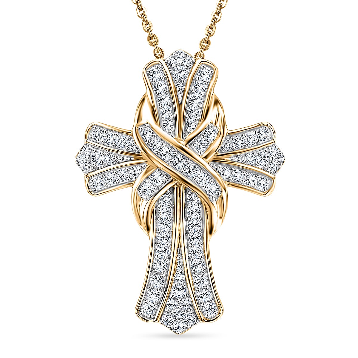 Luxuriant Lab Grown Diamond G-H SI 0.50 ctw Pendant Necklace (20 Inches) in 18K Vermeil Yellow Gold Over Sterling Silver