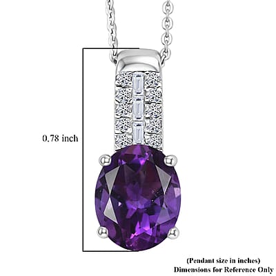 AAA Moroccan Amethyst and Luxuriant Lab Grown Diamond G-H SI 4.00 ctw Pendant Necklace in Rhodium Over Sterling Silver 20 Inches
