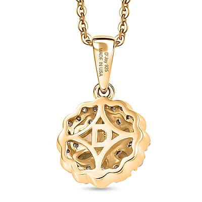 D'Joy Narsipatnam Alexandrite and Moissanite 0.75 ctw Garden Spark Flower Pendant Necklace in 18K Vermeil Yellow Gold Over Sterling Silver 20 Inches