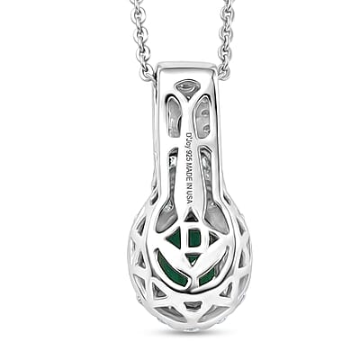 Certified & Appraised D'Joy Premium Kagem Zambian Emerald and Moissanite 1.20 ctw Pendant Necklace in Rhodium Over Sterling Silver 18 Inches