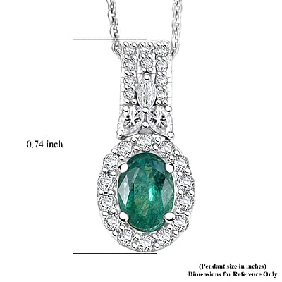 Certified & Appraised D'Joy Premium Kagem Zambian Emerald and Moissanite 1.20 ctw Pendant Necklace in Rhodium Over Sterling Silver 18 Inches