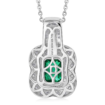 Certified & Appraised D'Joy Premium Kagem Zambian Emerald and Moissanite 2.35 ctw Pendant Necklace in Rhodium Over Sterling Silver 18 Inches