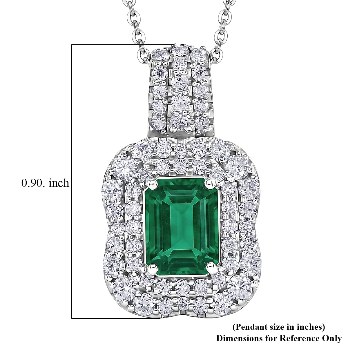 Certified & Appraised D'Joy Premium Kagem Zambian Emerald and Moissanite 2.35 ctw Pendant Necklace in Rhodium Over Sterling Silver 18 Inches  image number 5