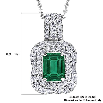 Certified & Appraised D'Joy Premium Kagem Zambian Emerald and Moissanite 2.35 ctw Pendant Necklace in Rhodium Over Sterling Silver 18 Inches