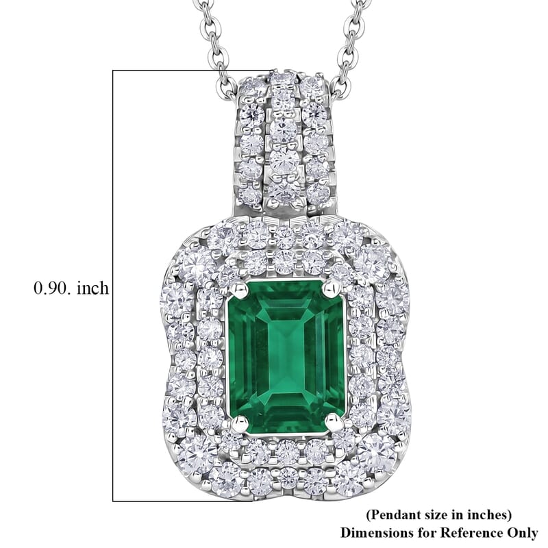 Certified & Appraised D'Joy Premium Kagem Zambian Emerald and Moissanite 2.35 ctw Pendant Necklace in Rhodium Over Sterling Silver 18 Inches