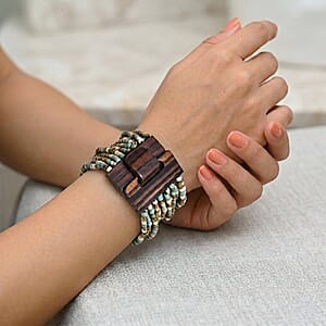 Set of 3 - Multi Strand Seed Bead Bracelet with Wooden Claps