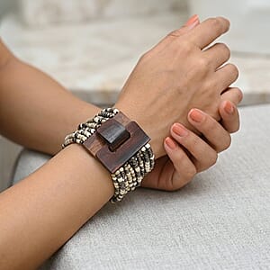 Set of 3 - Multi Strand Seed Bead Bracelet with Wooden Claps