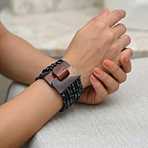 Set of 3 - Multi Strand Seed Bead Bracelet with Wooden Claps