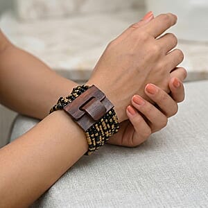 Set of 3 - Multi Strand Seed Bead Bracelet with Wooden Claps