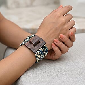 Set of 3 - Multi Strand Seed Bead Bracelet with Wooden Claps
