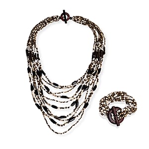 Multi Strand Seed Bead Bracelet and Necklace with Toggle Lock