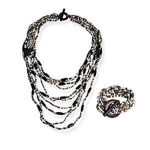 Multi Strand Seed Bead Bracelet and Necklace with Toggle Lock