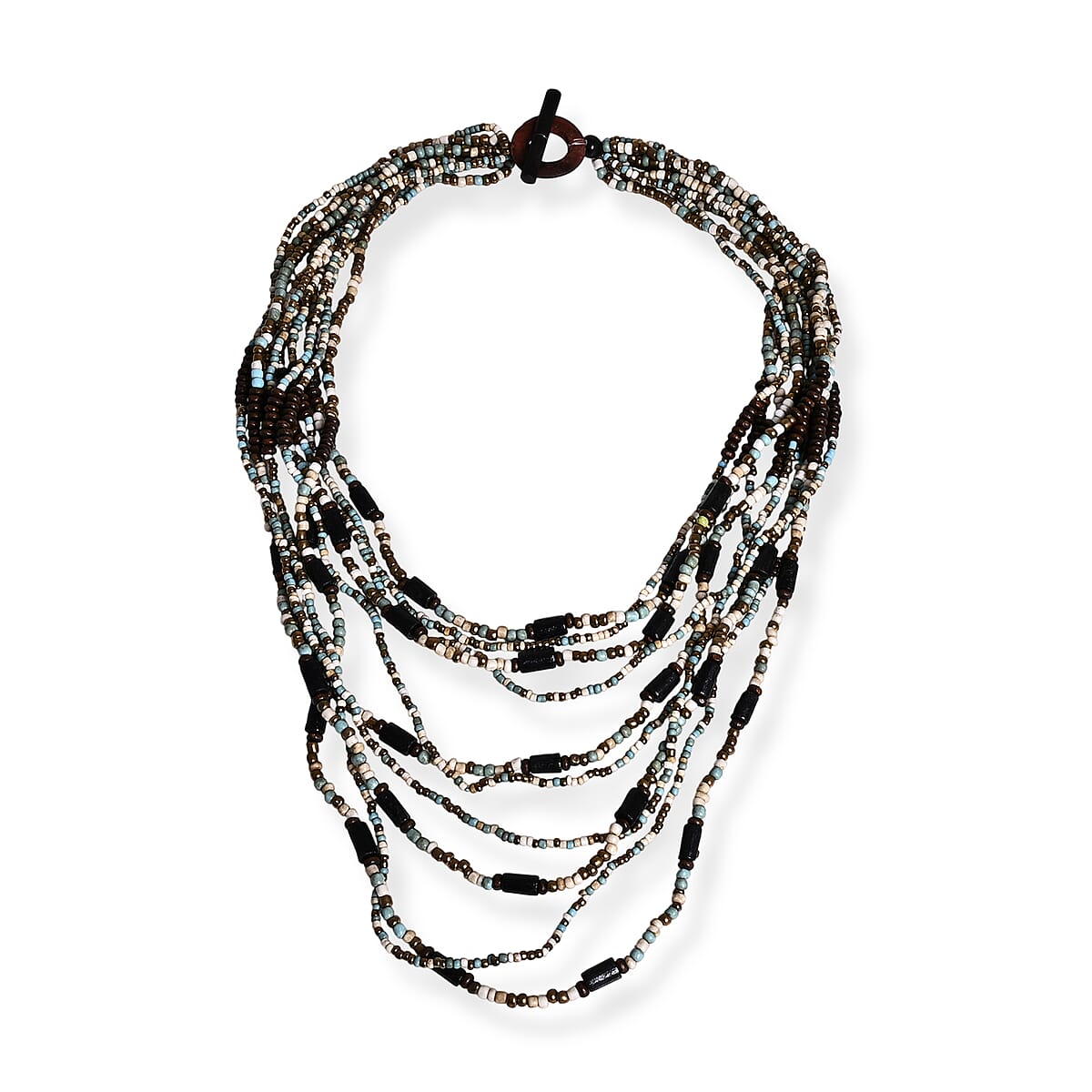 Multi Strand Seed Bead Bracelet and Necklace with Toggle Lock image number 2