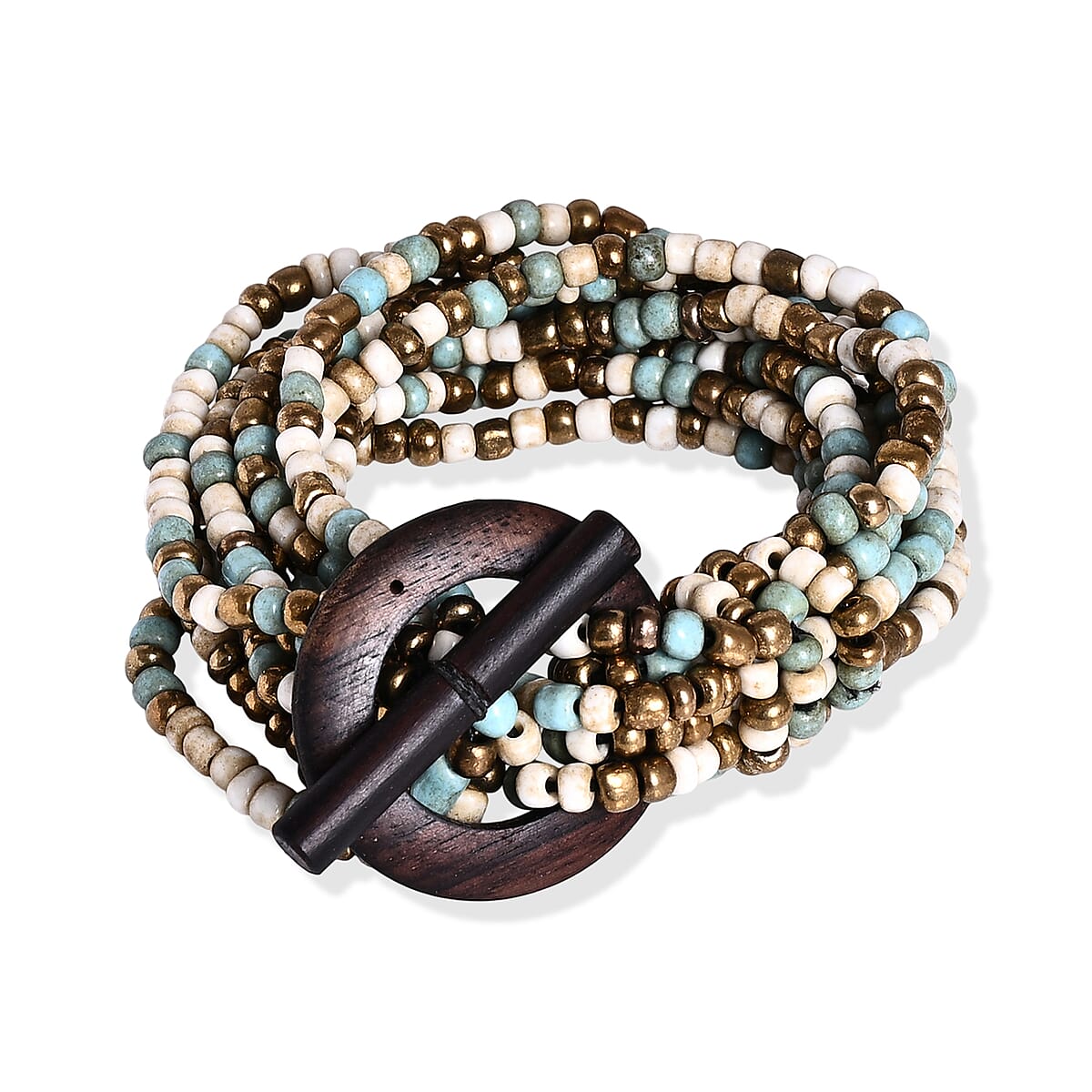 Multi Strand Seed Bead Bracelet and Necklace with Toggle Lock image number 3