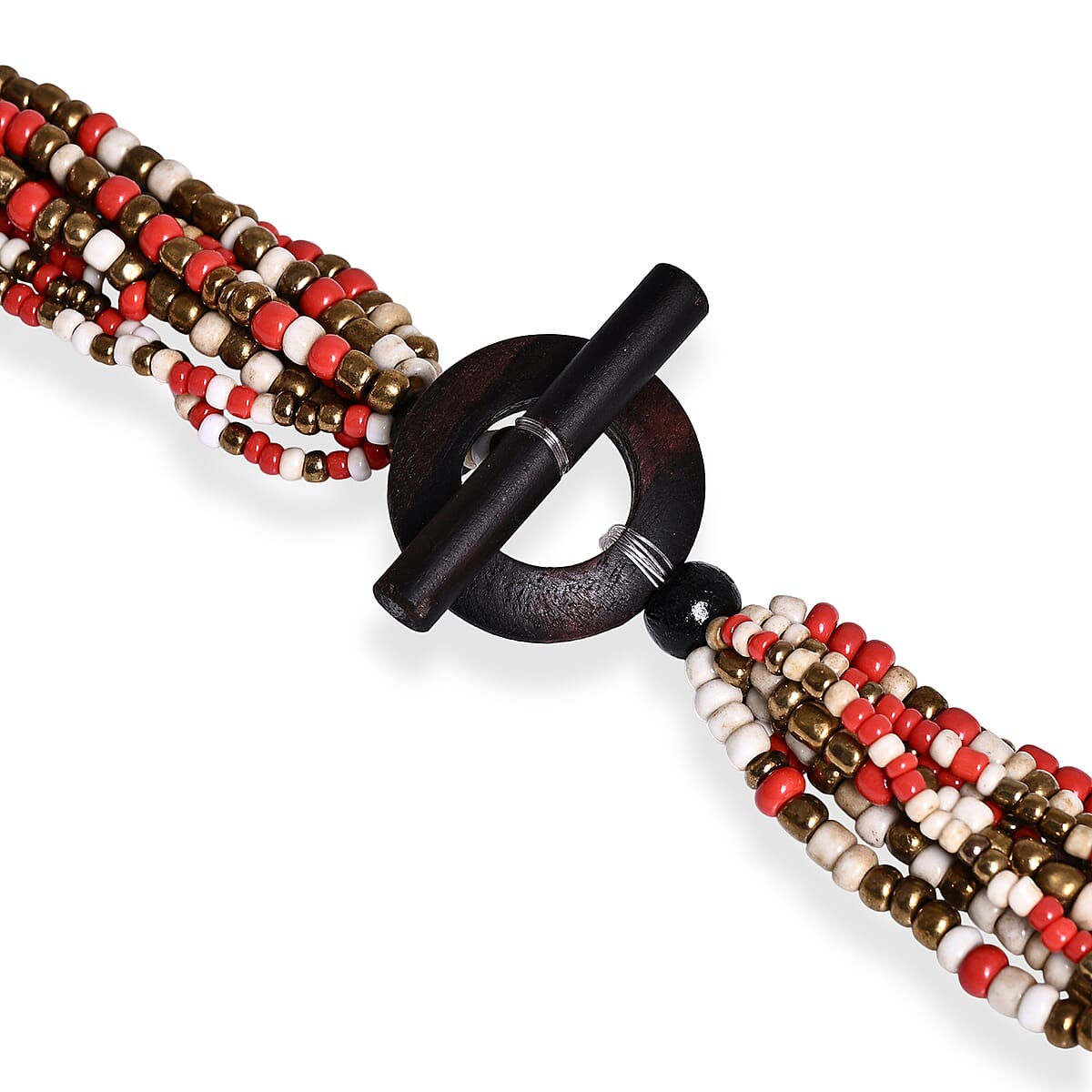 Multi Strand Seed Bead Bracelet and Necklace with Toggle Lock image number 4