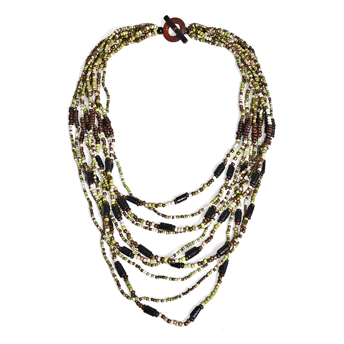 Multi Strand Seed Bead Bracelet and Necklace with Toggle Lock image number 2