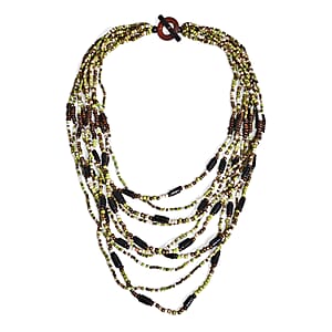 Multi Strand Seed Bead Bracelet and Necklace with Toggle Lock