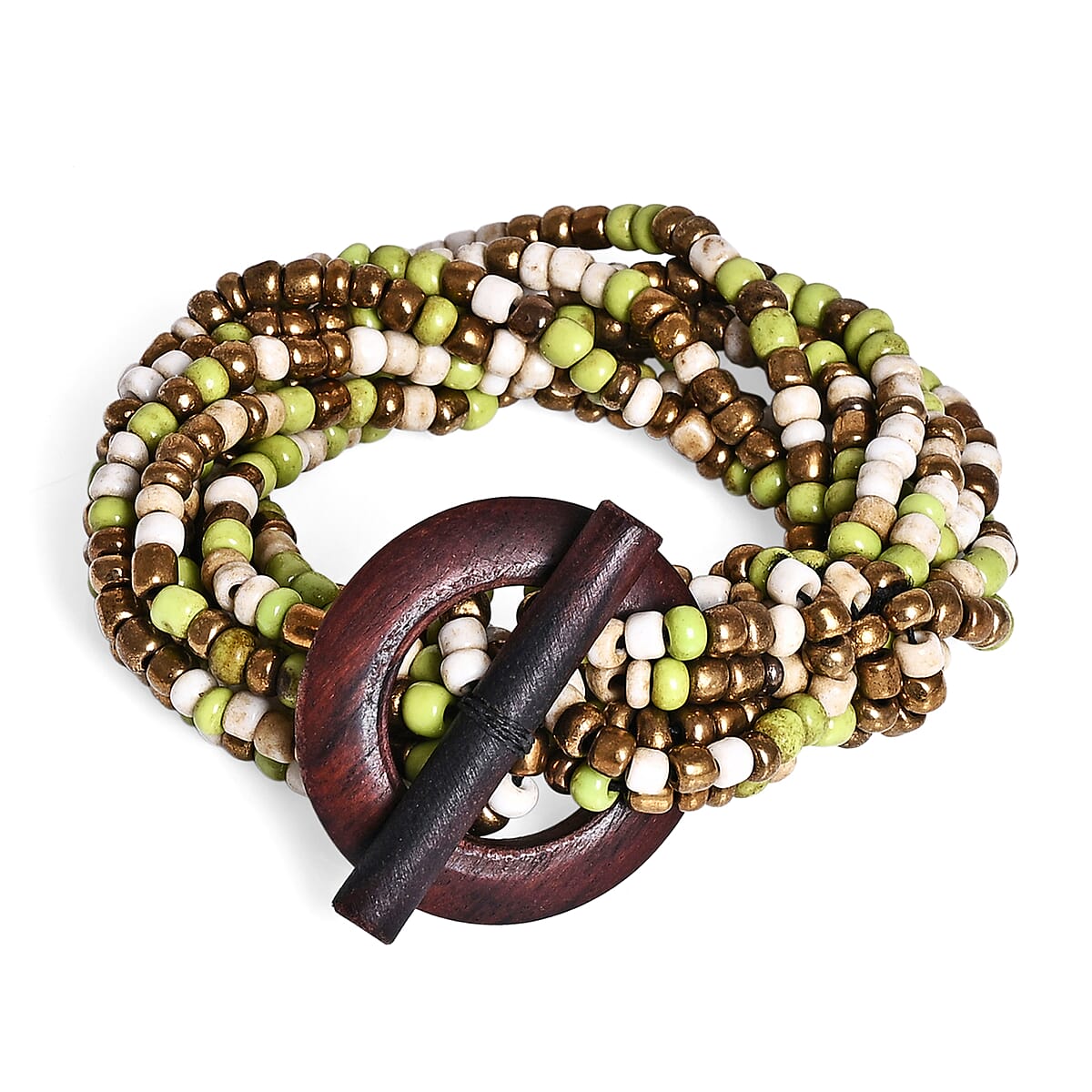 Multi Strand Seed Bead Bracelet and Necklace with Toggle Lock image number 4
