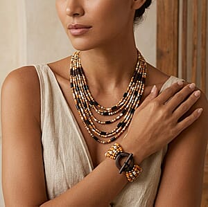 Multi Strand Seed Bead Bracelet and Necklace with Toggle Lock