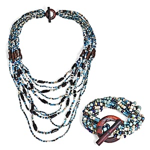 Multi Strand Seed Bead Bracelet and Necklace with Toggle Lock