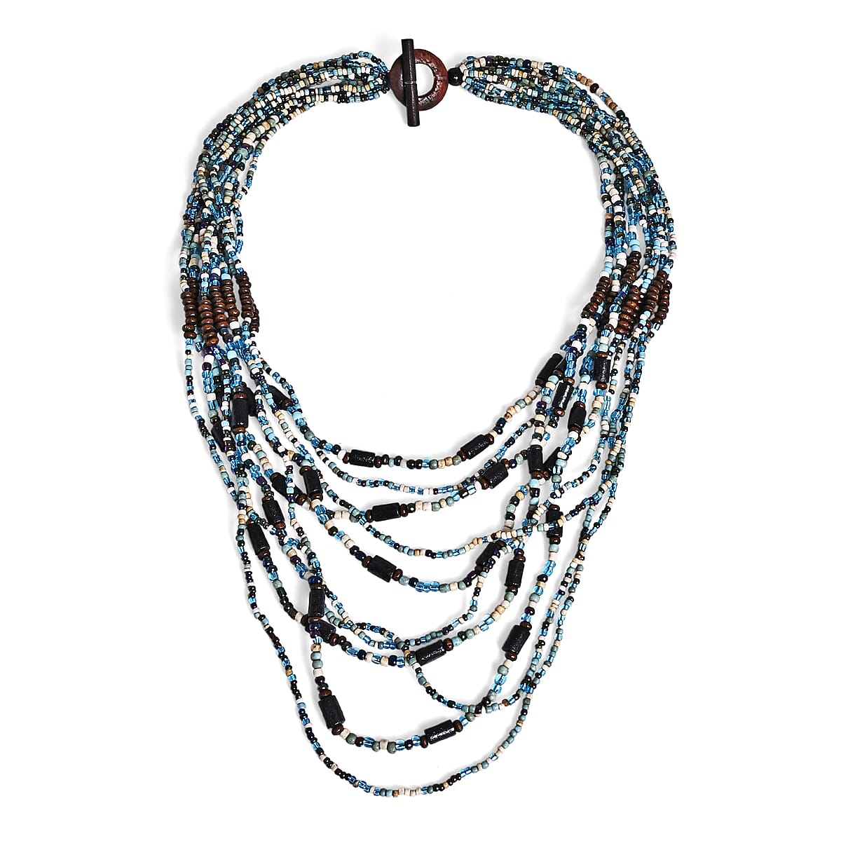 Multi Strand Seed Bead Bracelet and Necklace with Toggle Lock image number 2