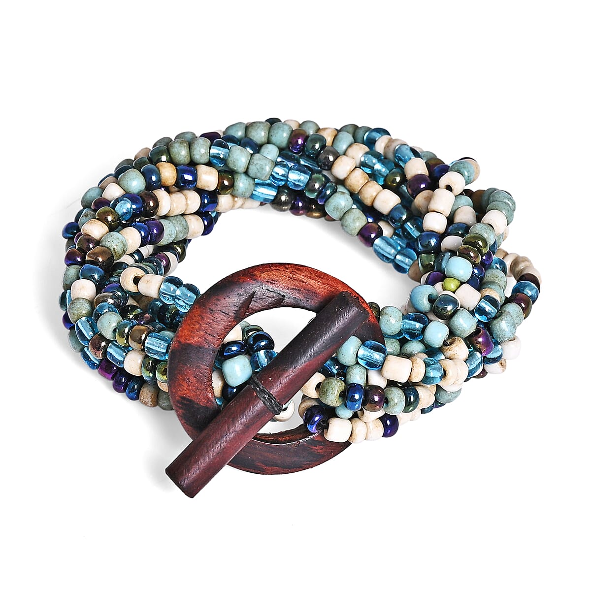 Multi Strand Seed Bead Bracelet and Necklace with Toggle Lock image number 4