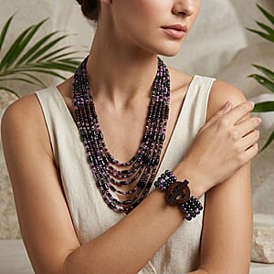 Multi Strand Seed Bead Bracelet and Necklace with Toggle Lock