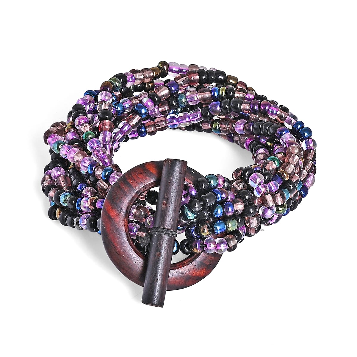 Multi Strand Seed Bead Bracelet and Necklace with Toggle Lock image number 4