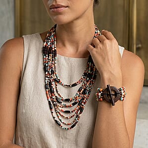 Multi Strand Seed Bead Bracelet and Necklace with Toggle Lock