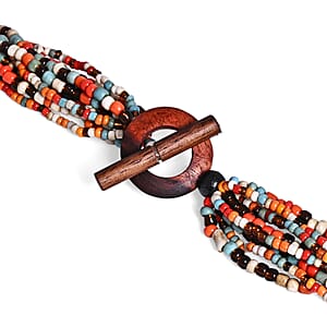 Multi Strand Seed Bead Bracelet and Necklace with Toggle Lock