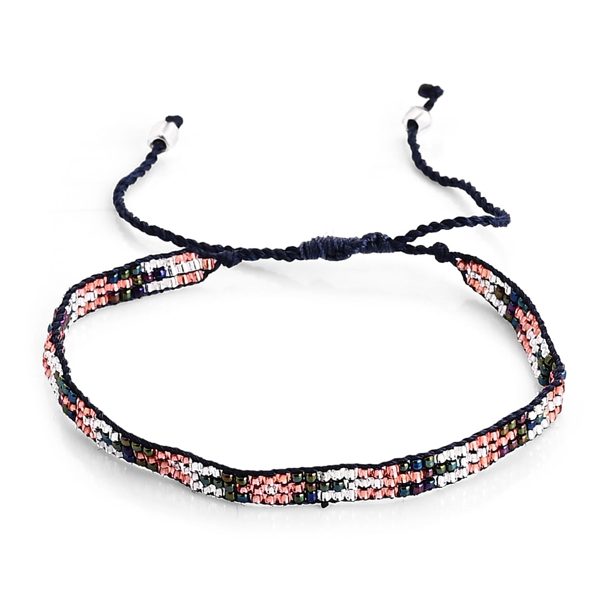 SET OF 4 - 3 Row Multi Color Adjustable Beaded Bracelet with Pattern image number 6