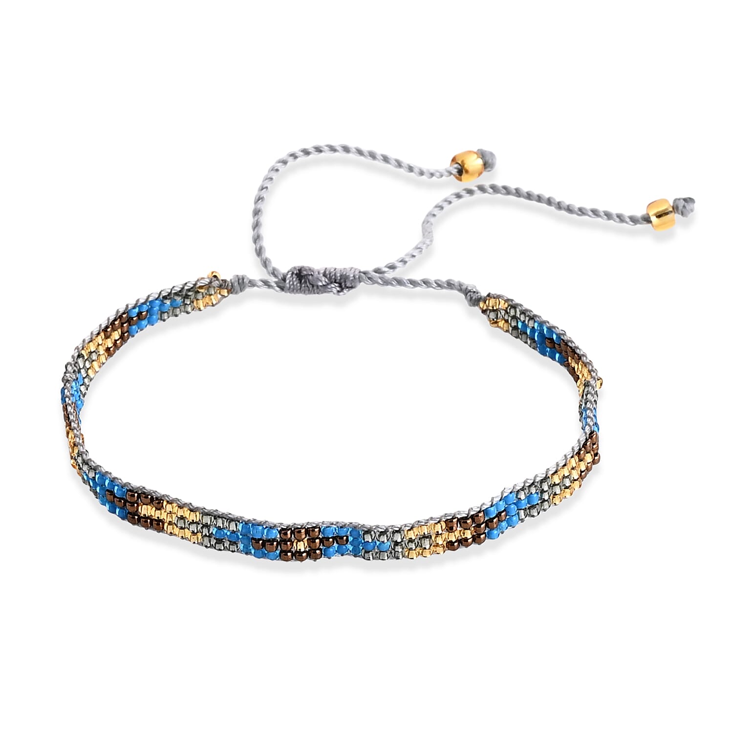 SET OF 4 - 3 Row Multi Color Adjustable Beaded Bracelet with Pattern