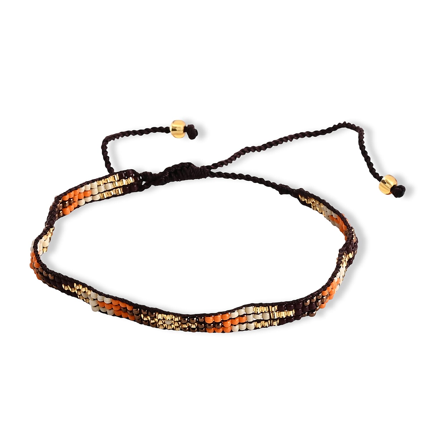 SET OF 4 - 3 Row Multi Color Adjustable Beaded Bracelet with Pattern