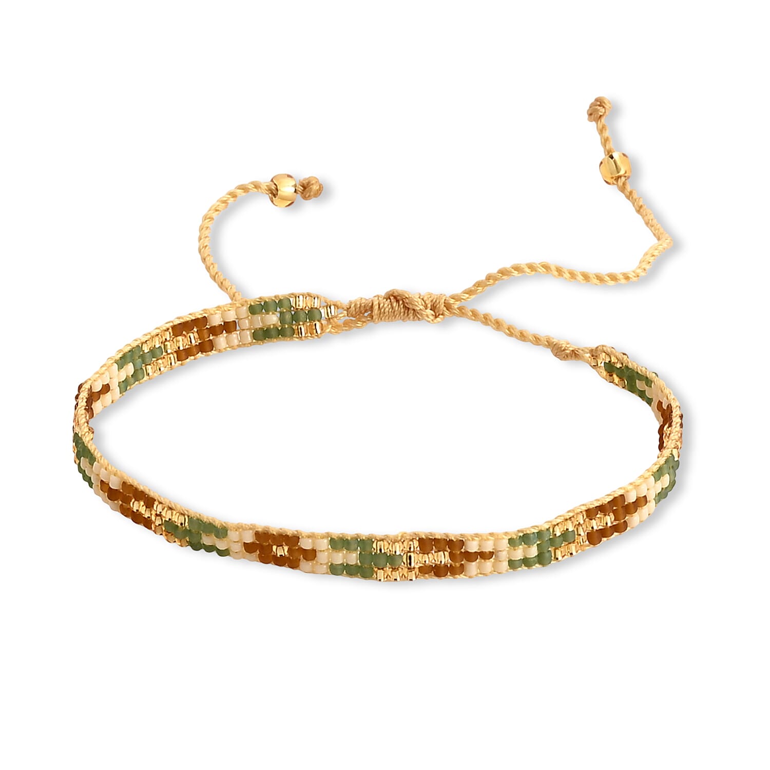SET OF 4 - 3 Row Multi Color Adjustable Beaded Bracelet with Pattern