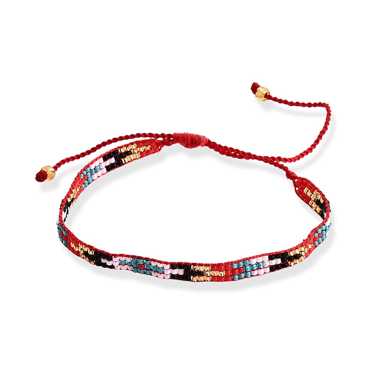 SET OF 4 - 3 Row Multi Color Adjustable Beaded Bracelet with Pattern image number 2