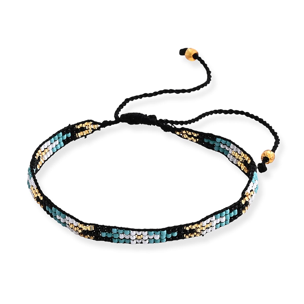 SET OF 4 - 3 Row Multi Color Adjustable Beaded Bracelet with Pattern image number 5