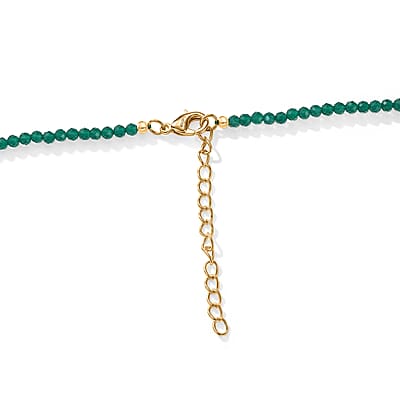 EverTrue Chartreuse Quartz (Triplet) and Orissa Rhodolite Garnet Pendant with Green Onyx Beaded Necklace 20 Inches in 18K YG Plated 19.50 ctw