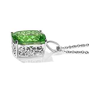 EverTrue Chartreuse Quartz (Triplet) 20.25 ctw Pendant in Platinum Bond with Stainless Steel Necklace (20 Inches)