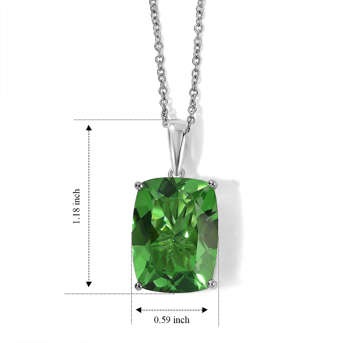 EverTrue Chartreuse Quartz (Triplet) 20.25 ctw Pendant in Platinum Bond with Stainless Steel Necklace (20 Inches) image number 4