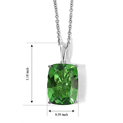 EverTrue Chartreuse Quartz (Triplet) 20.25 ctw Pendant in Platinum Bond with Stainless Steel Necklace (20 Inches)