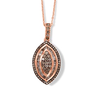D'Joy Natural Champagne Diamond 1.00 ctw Royal Sunburst Pendant Necklace (20 Inches) in 18K Vermeil Rose Gold Over Sterling Silver (Ships in 10-12 Days)